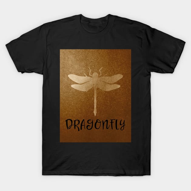 Golden dragonfly stamp design T-Shirt by Cherubic